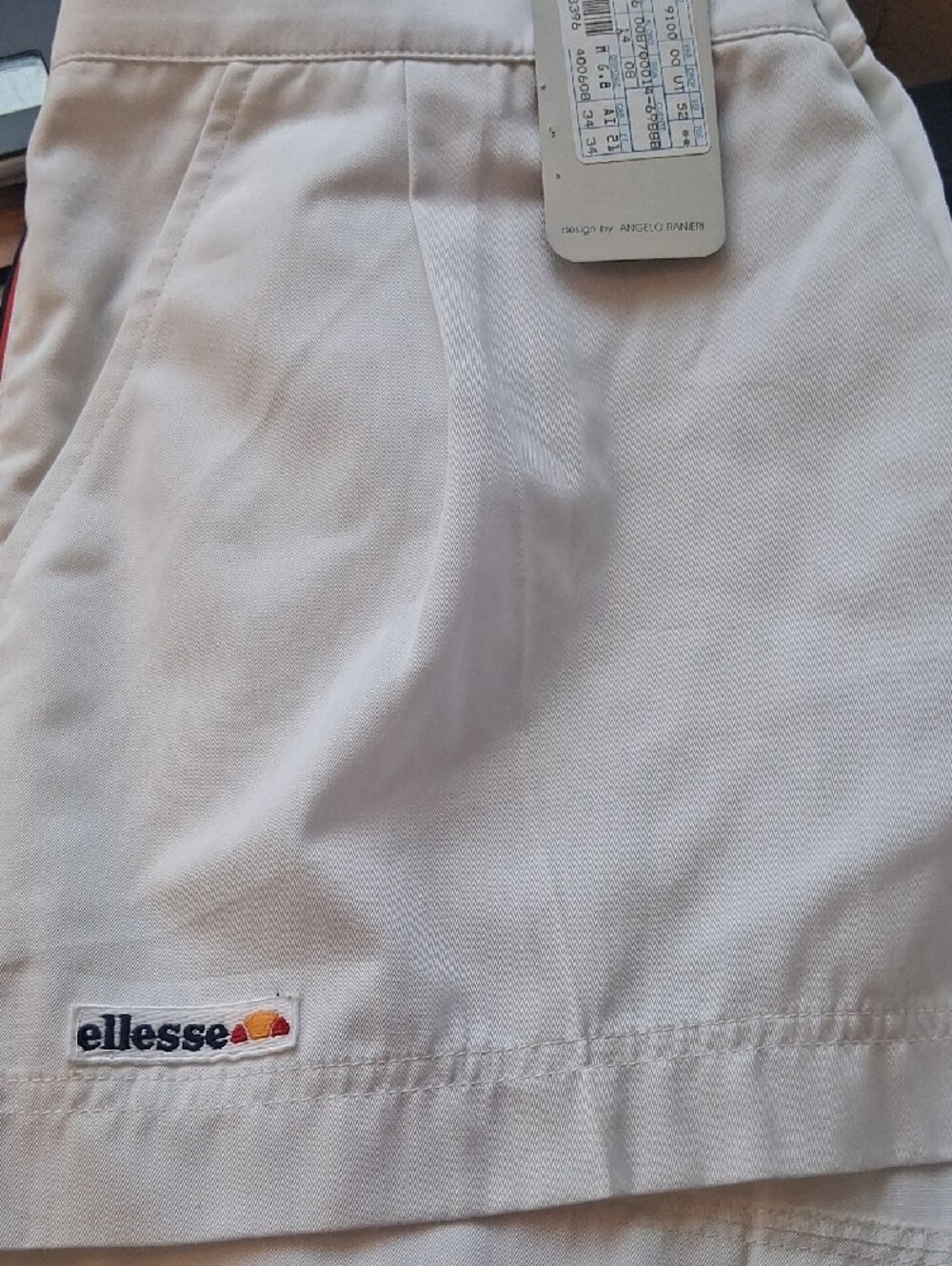Ellesse White Athletic Shorts with Red & Navy Side Stripes Mens Sports Gear